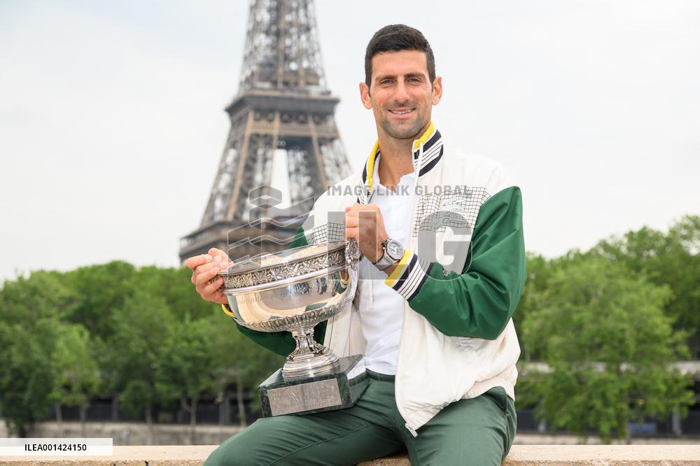 French Open - Novak Djokovic Poses With His Trophy