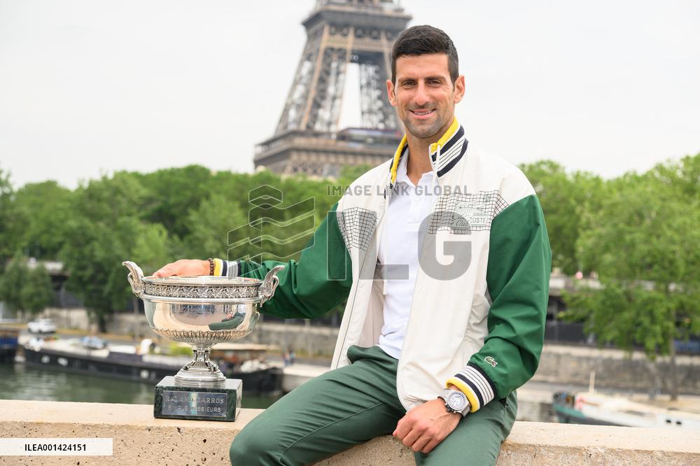 French Open - Novak Djokovic Poses With His Trophy