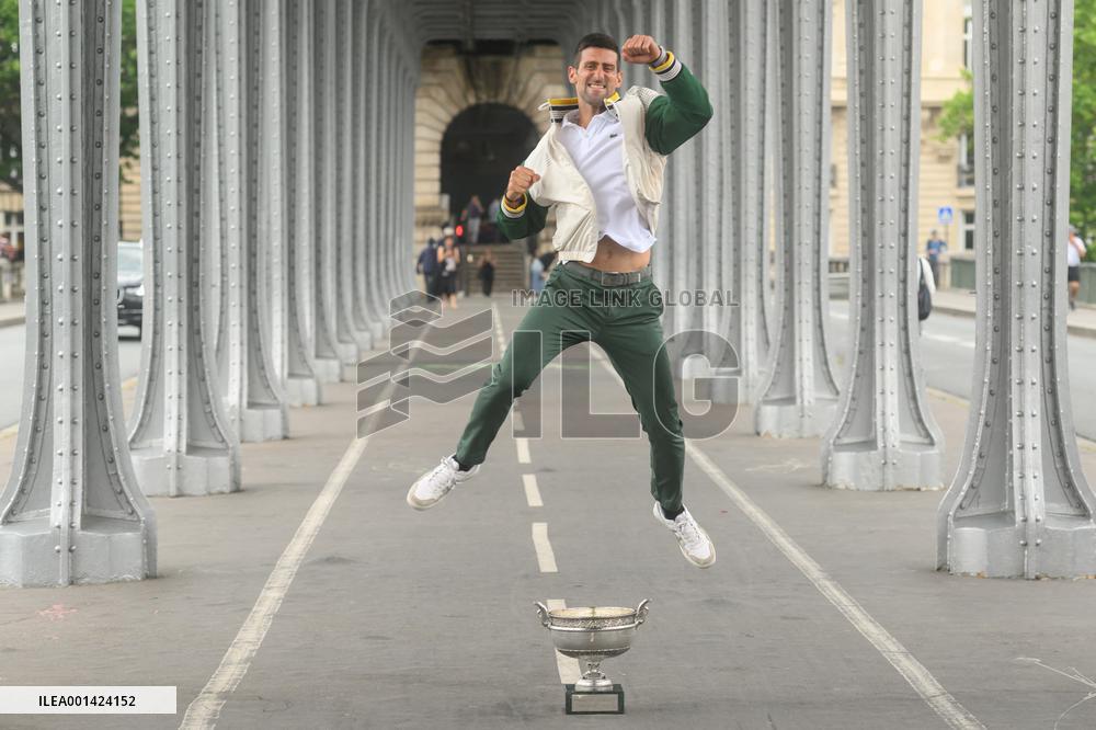 French Open - Novak Djokovic Poses With His Trophy