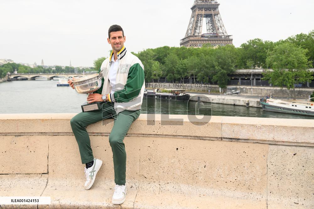 French Open - Novak Djokovic Poses With His Trophy