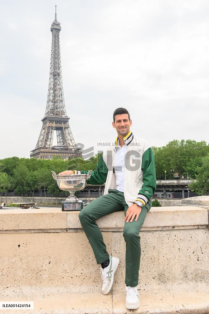 French Open - Novak Djokovic Poses With His Trophy