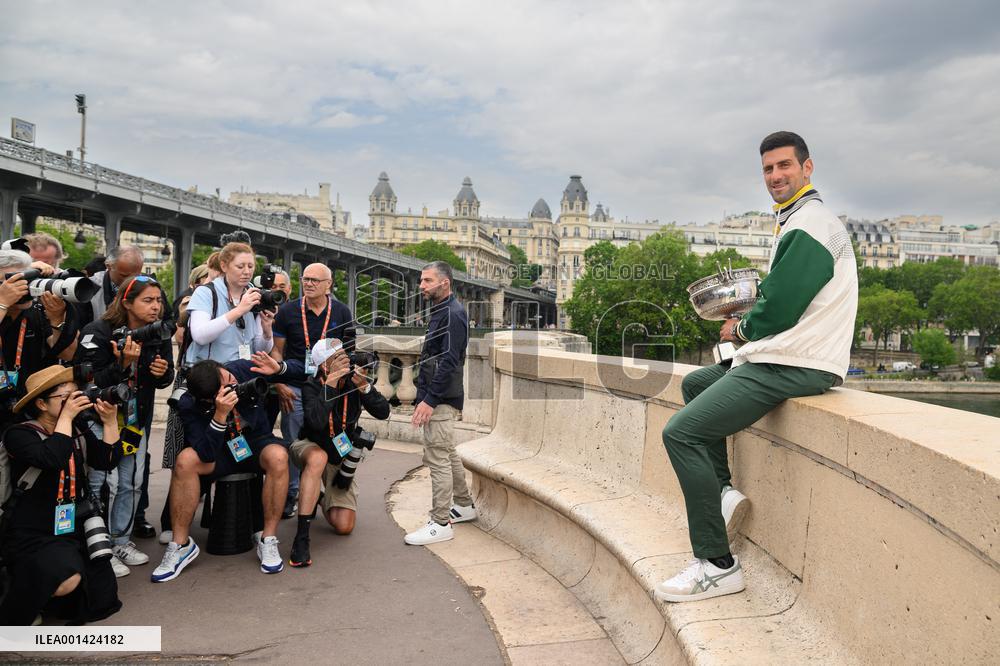 French Open - Novak Djokovic Poses With His Trophy