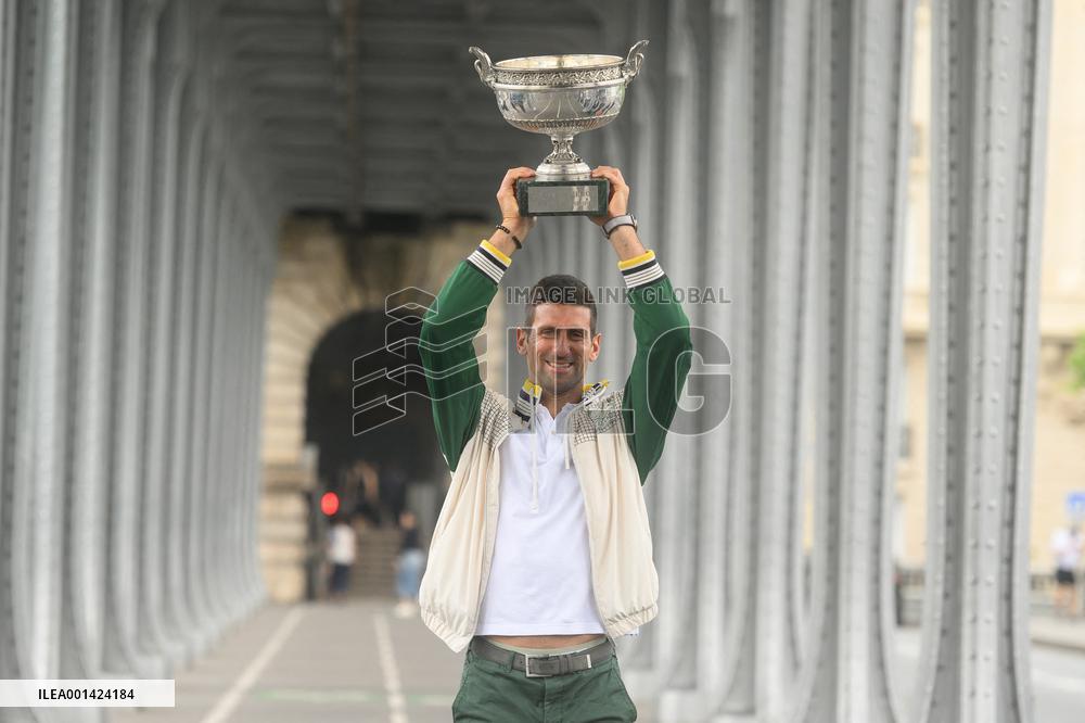 French Open - Novak Djokovic Poses With His Trophy
