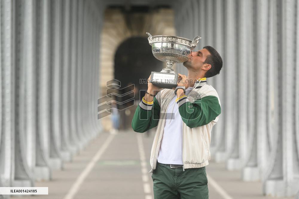 French Open - Novak Djokovic Poses With His Trophy