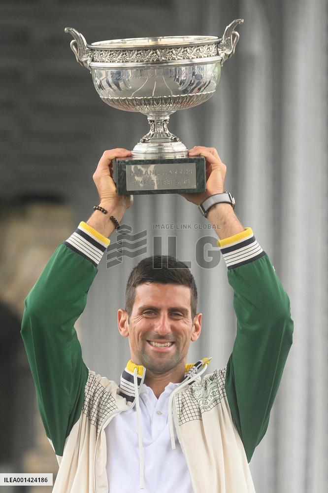 French Open - Novak Djokovic Poses With His Trophy