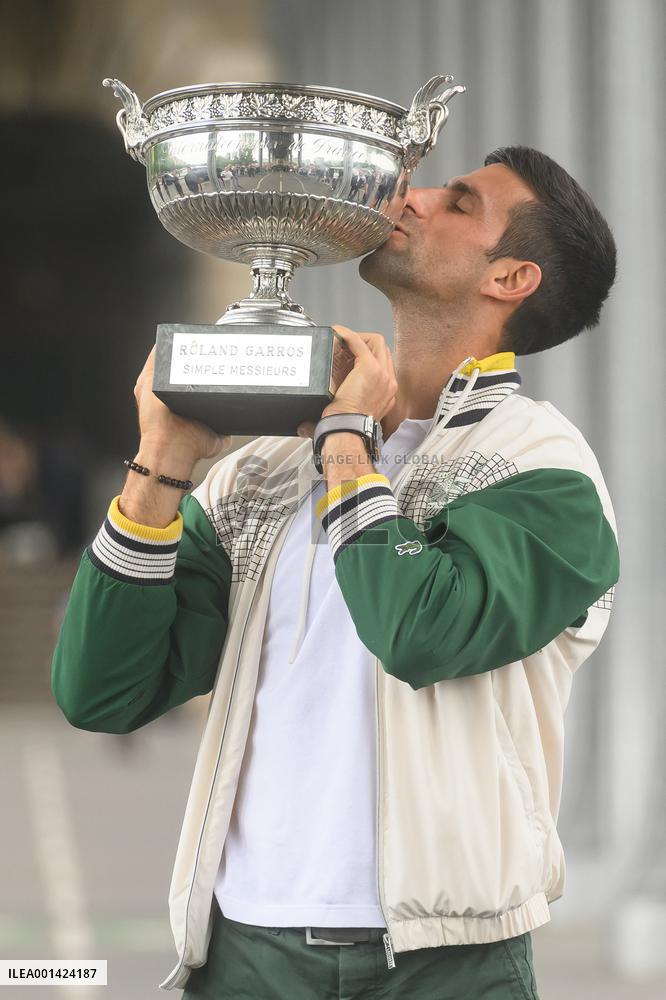 French Open - Novak Djokovic Poses With His Trophy