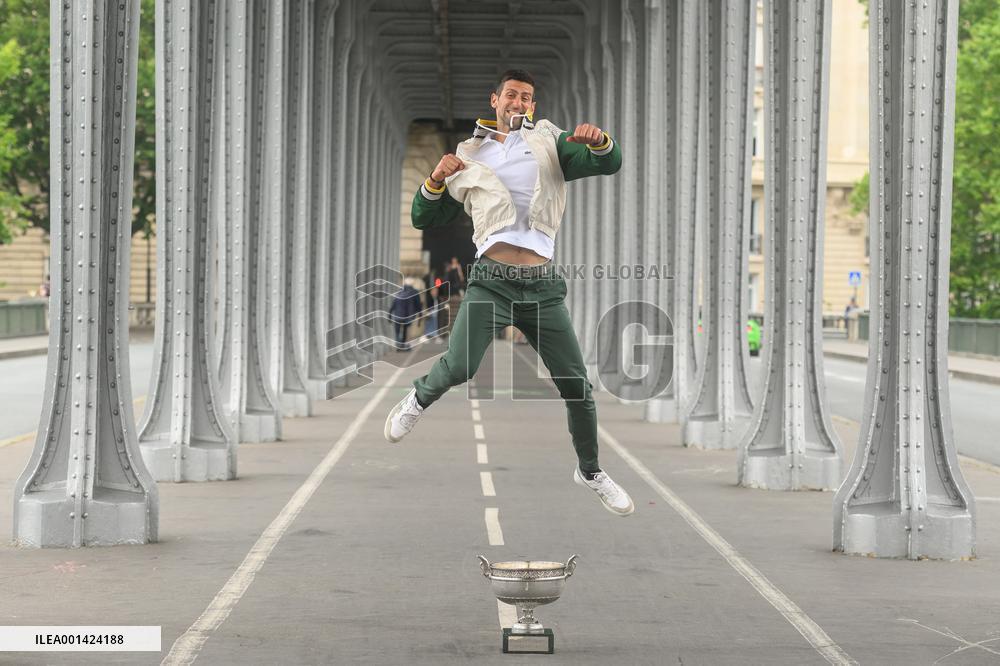 French Open - Novak Djokovic Poses With His Trophy