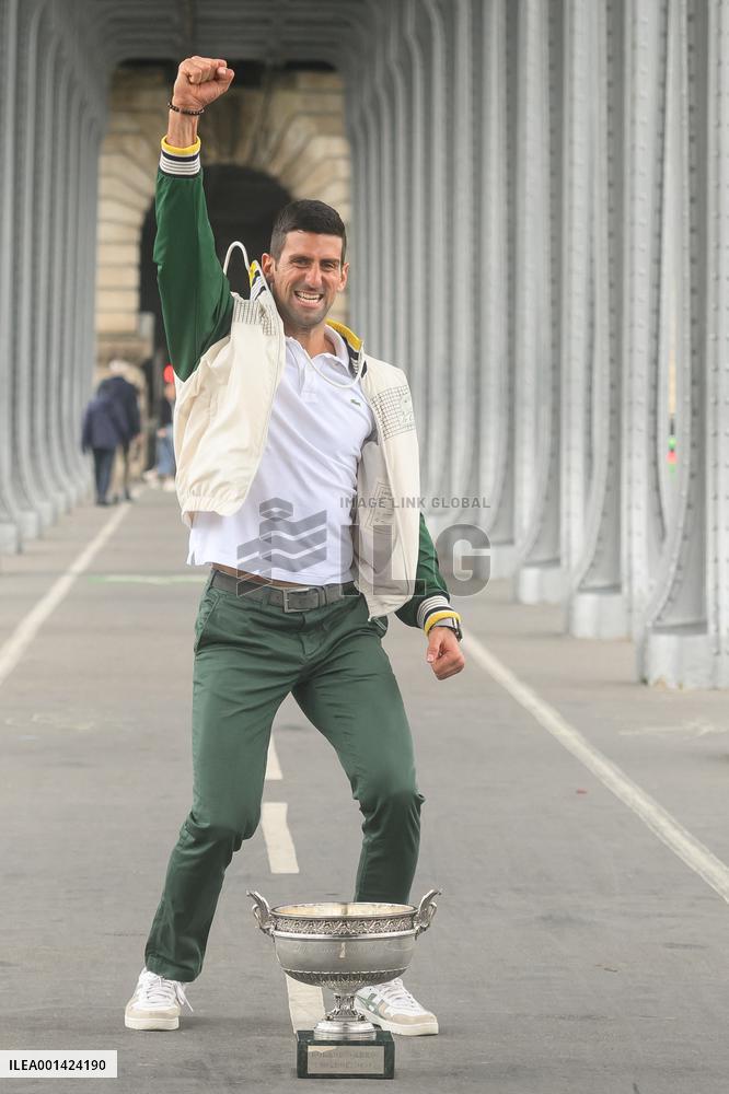 French Open - Novak Djokovic Poses With His Trophy