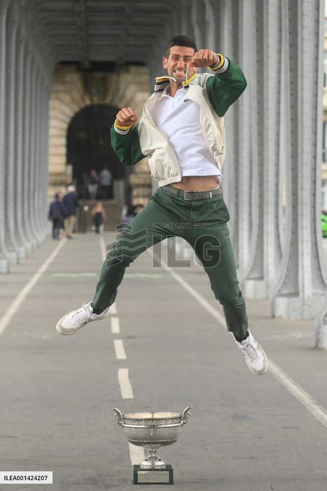 French Open - Novak Djokovic Poses With His Trophy