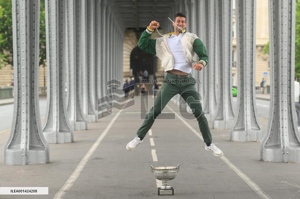 French Open - Novak Djokovic Poses With His Trophy