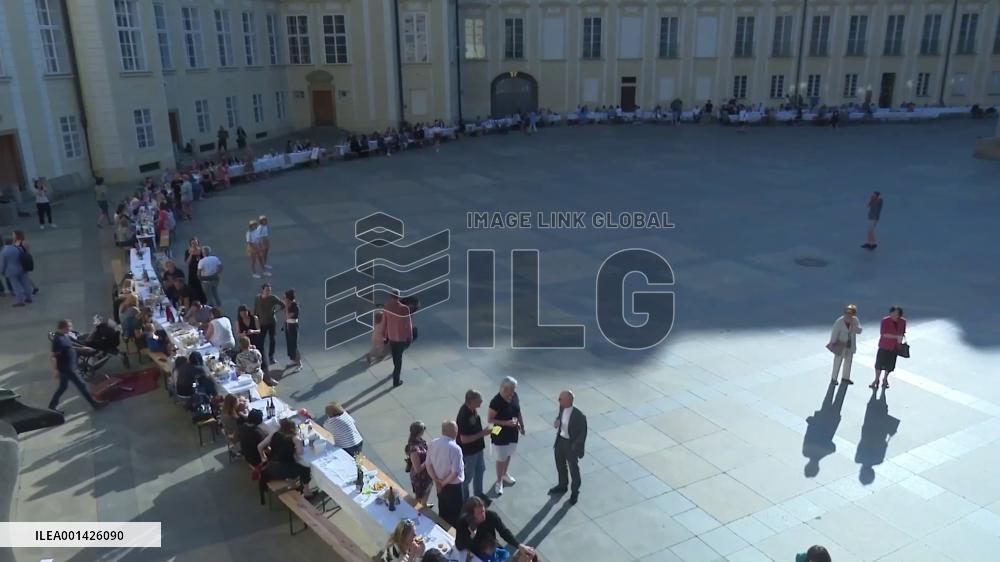 Long table dinner party held in Prague