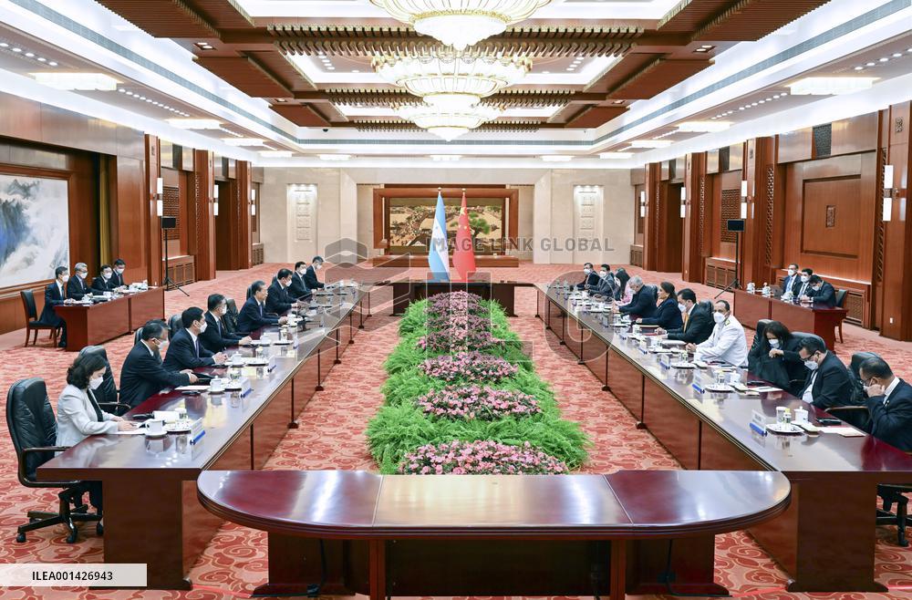 CHINA-BEIJING-ZHAO LEJI-HONDURAN PRESIDENT-CASTRO-MEETING (CN)