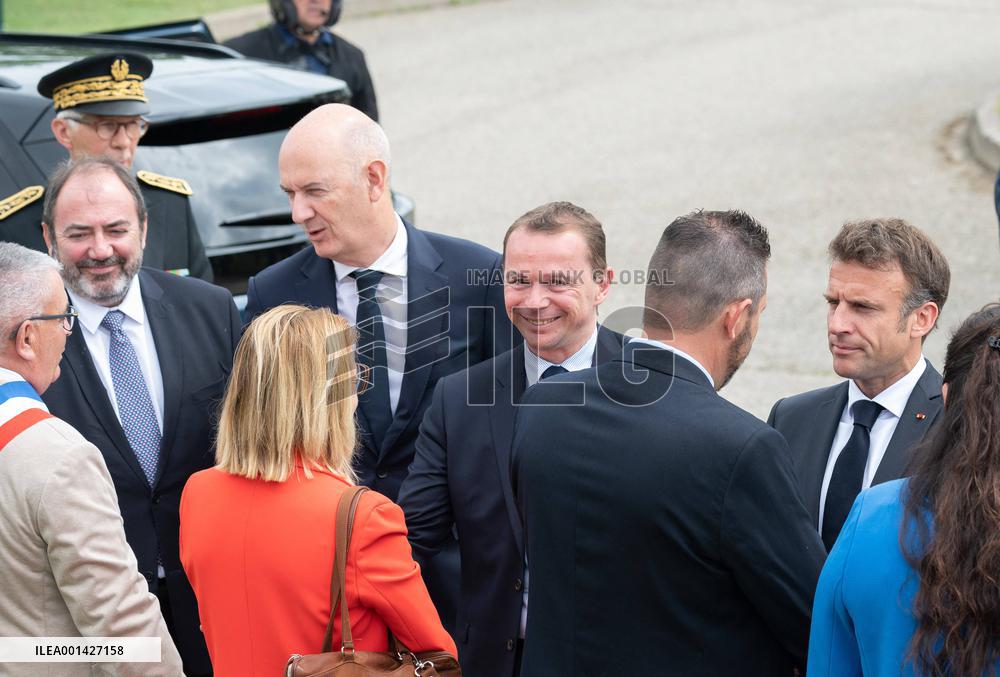 President Macron Visits Aguettant Pharmaceutical Laboratory - Champagne