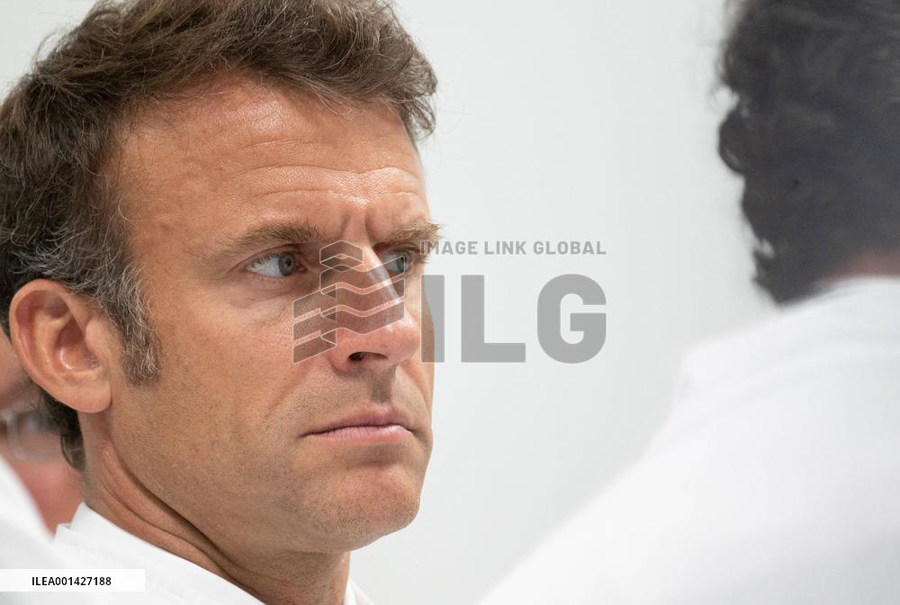 President Macron Visits Aguettant Pharmaceutical Laboratory - Champagne
