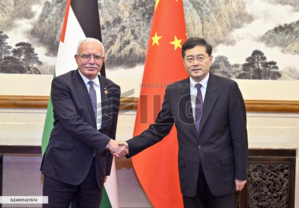 CHINA-BEIJING-QIN GANG-PALESTINIAN FM-MEETING (CN)