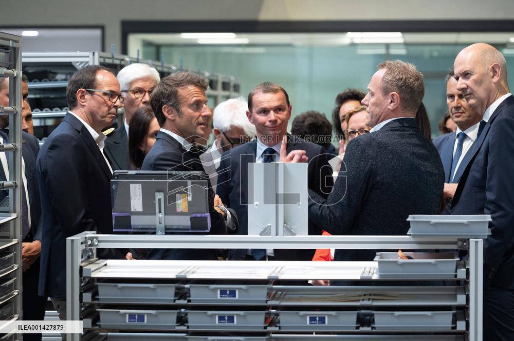 Emmanuel Macron Visits The Shoe Manufacturing ASF - Ardoix