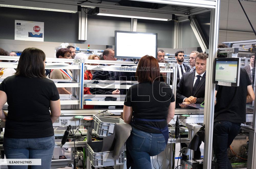 Emmanuel Macron Visits The Shoe Manufacturing ASF - Ardoix