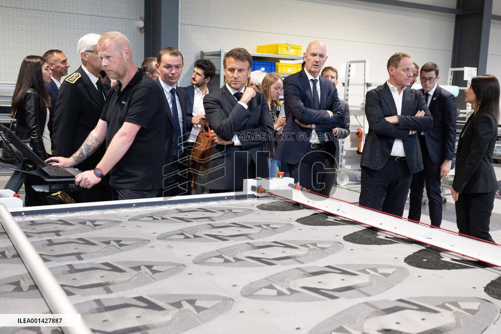 Emmanuel Macron Visits The Shoe Manufacturing ASF - Ardoix