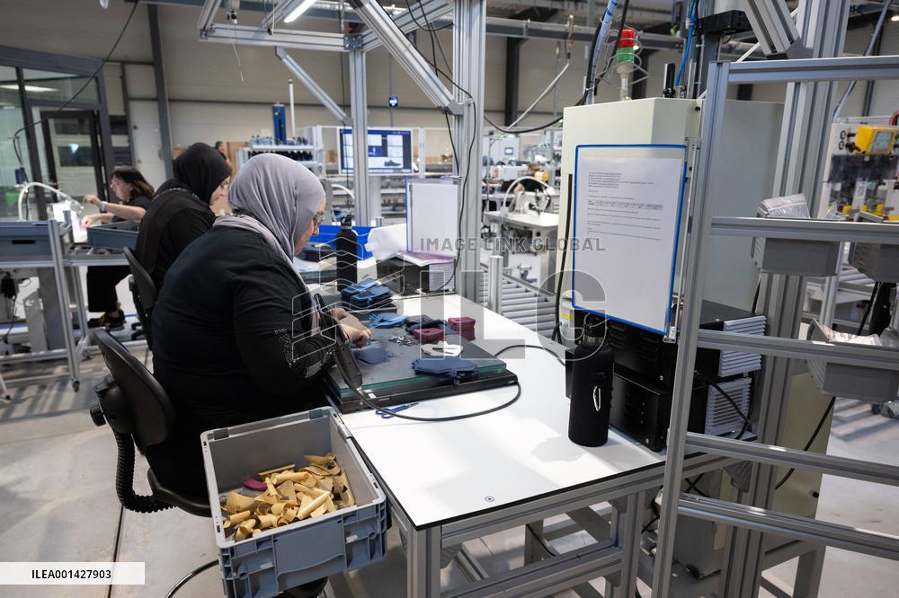 Emmanuel Macron Visits The Shoe Manufacturing ASF - Ardoix