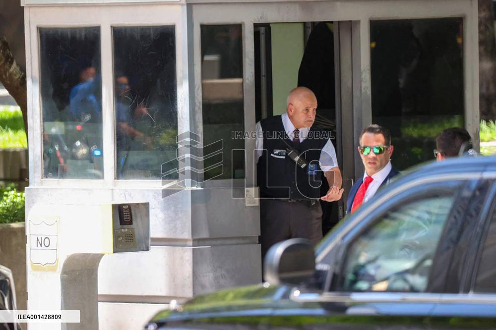 Former President Trump After His Arraignment At The Courthouse - Miami