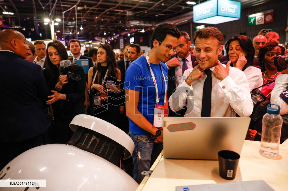 Emmanuel Macron Visits The Vivatech Exhibition - Paris