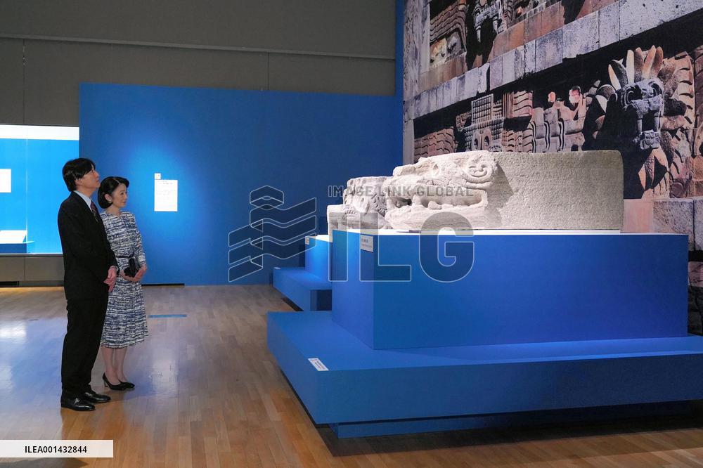 Japan crown prince, crown princess at Ancient Mexico exhibition