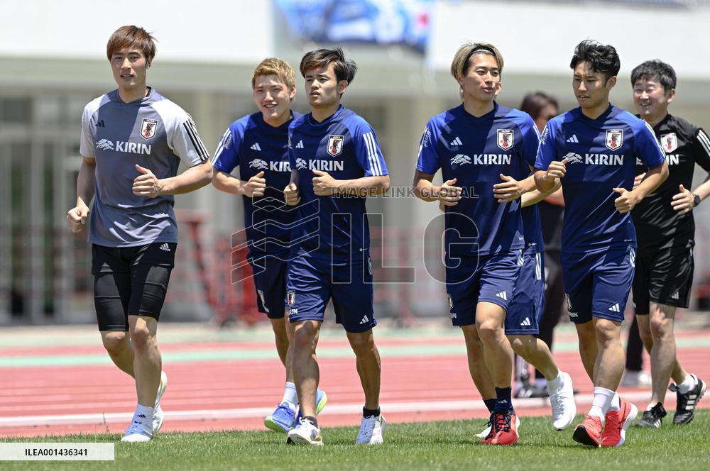 Football: Japan squad train ahead of friendly against Peru