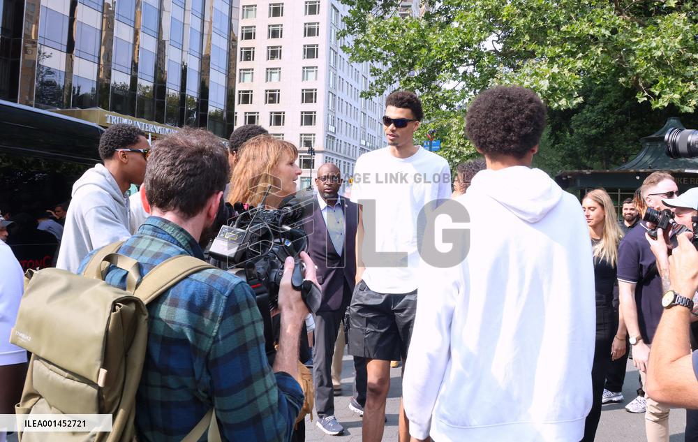 Draft Prospect Victor Wembanyama Arrives in NYC