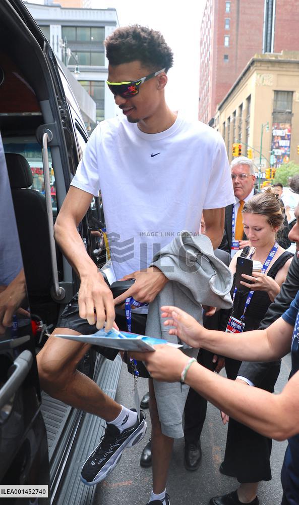 Draft Prospect Victor Wembanyama Arrives in NYC