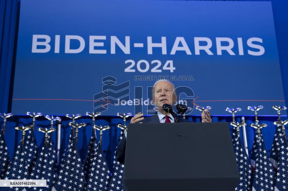 President Joe Biden makes remarks at a political event held by pro choice groups
