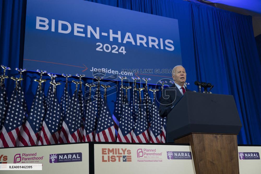 President Joe Biden makes remarks at a political event held by pro choice groups