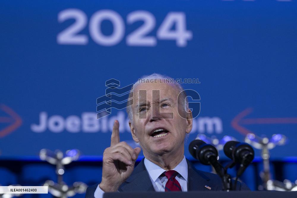 President Joe Biden makes remarks at a political event held by pro choice groups