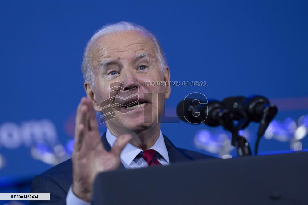 President Joe Biden makes remarks at a political event held by pro choice groups