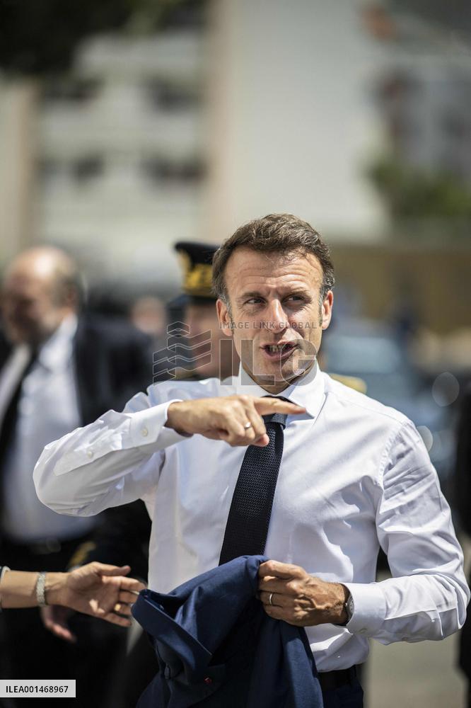 Emmanuel Macron Visit To Marseille