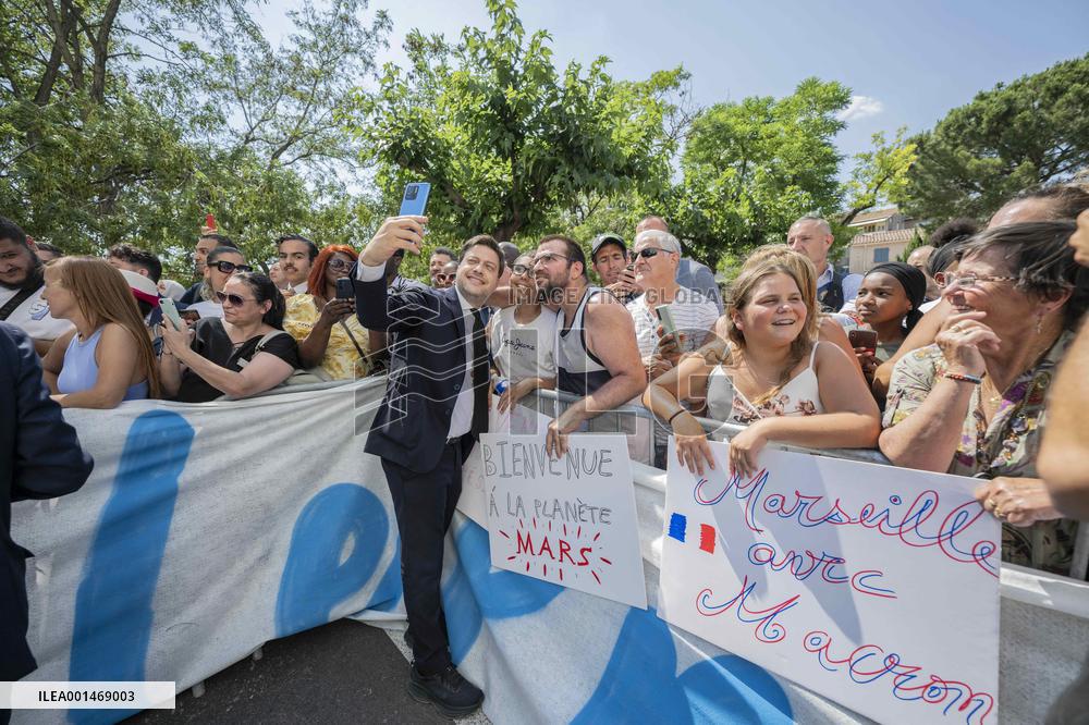 Emmanuel Macron Visit To Marseille