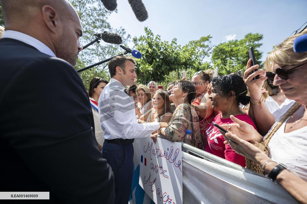 Emmanuel Macron Visit To Marseille