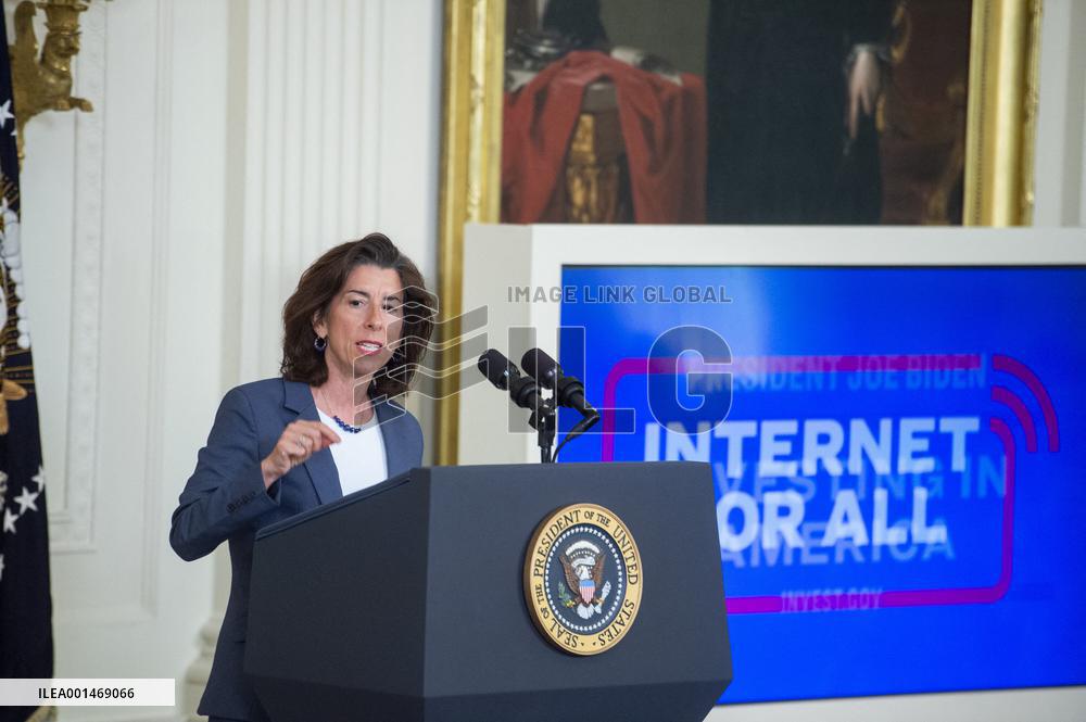 United States President Joe Biden, United States Vice President Kamala Harris and United States Secretary of Commerce Gina Raimo