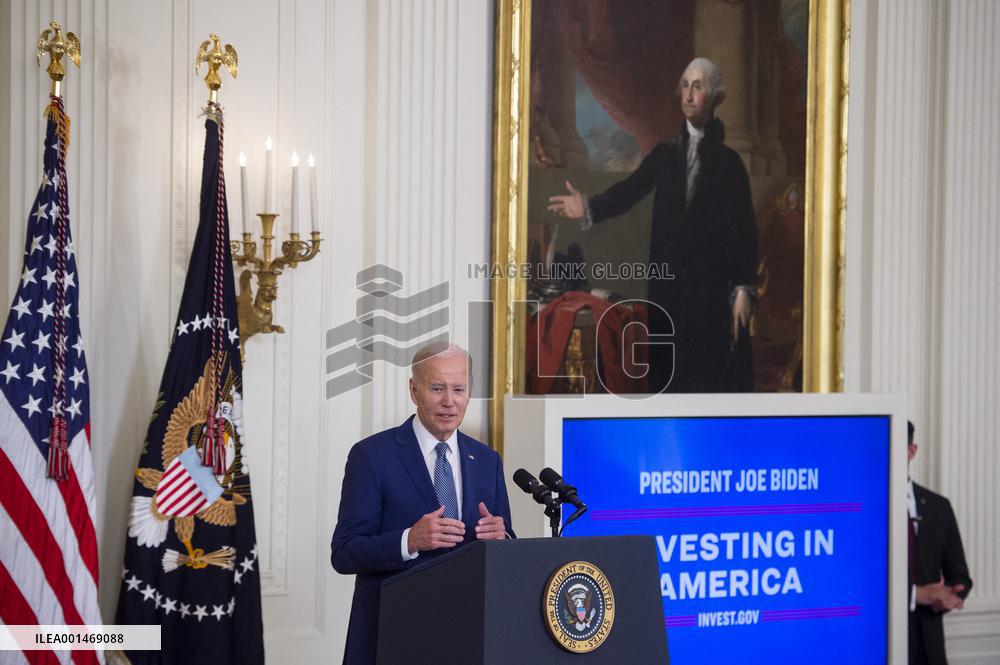 United States President Joe Biden, United States Vice President Kamala Harris and United States Secretary of Commerce Gina Raimo