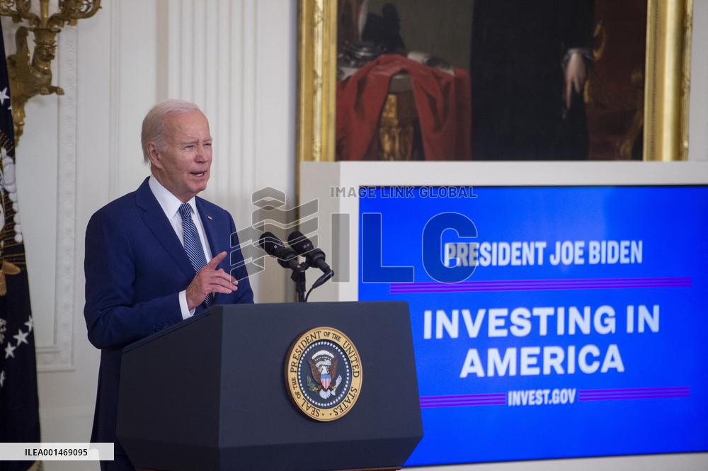 United States President Joe Biden, United States Vice President Kamala Harris and United States Secretary of Commerce Gina Raimo