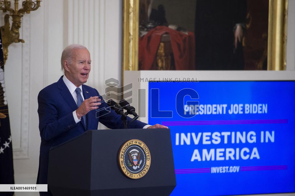 United States President Joe Biden, United States Vice President Kamala Harris and United States Secretary of Commerce Gina Raimo