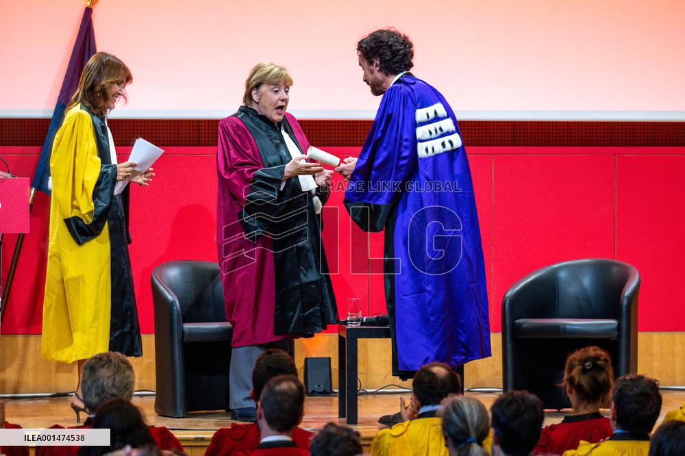 Angela Merkel Receives Honorary Doctorate - Paris