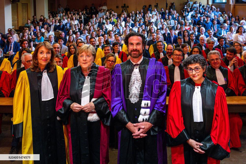 Angela Merkel Receives Honorary Doctorate - Paris
