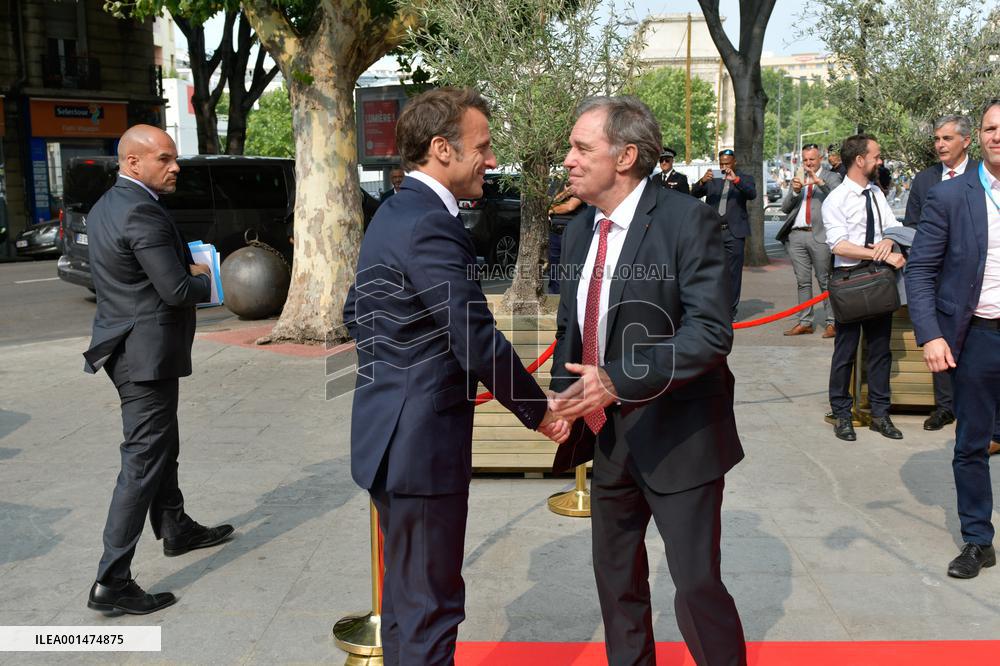 Macron And Muselier Meet - Marseille