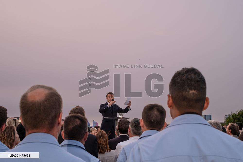 Macron Speaks At Fort St Jean - Marseille