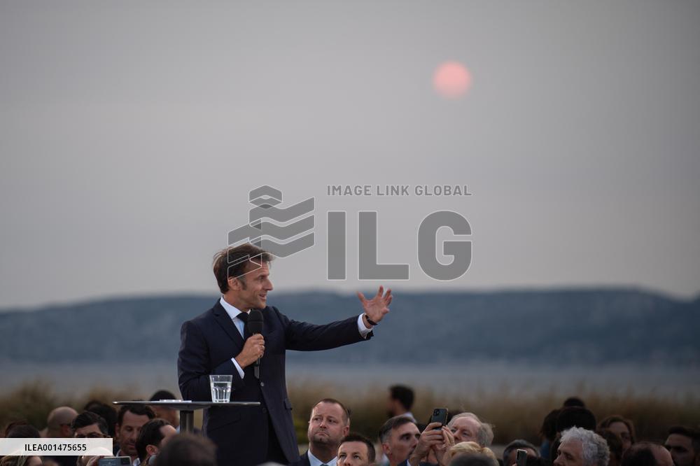 Macron Speaks At Fort St Jean - Marseille