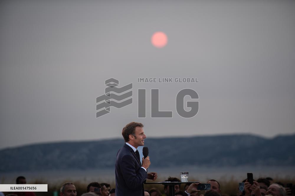 Macron Speaks At Fort St Jean - Marseille
