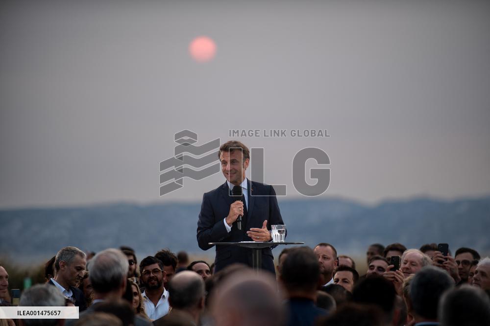 Macron Speaks At Fort St Jean - Marseille
