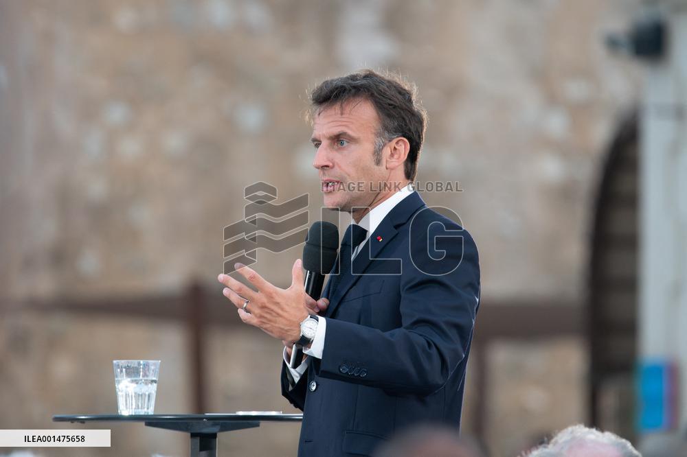 Macron Speaks At Fort St Jean - Marseille