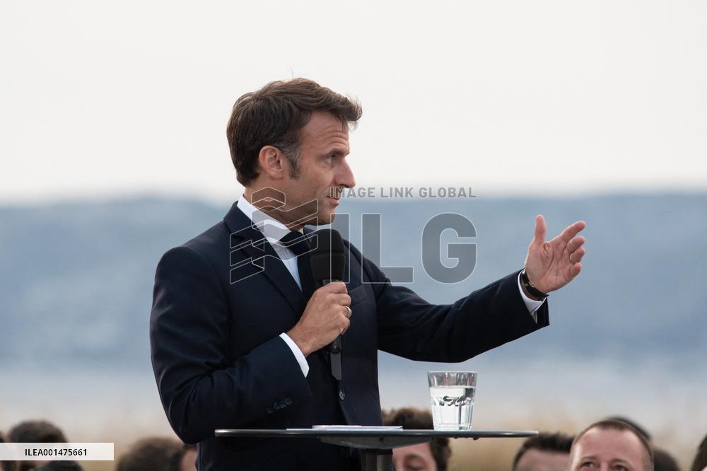 Macron Speaks At Fort St Jean - Marseille