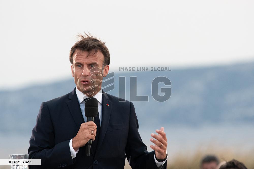Macron Speaks At Fort St Jean - Marseille